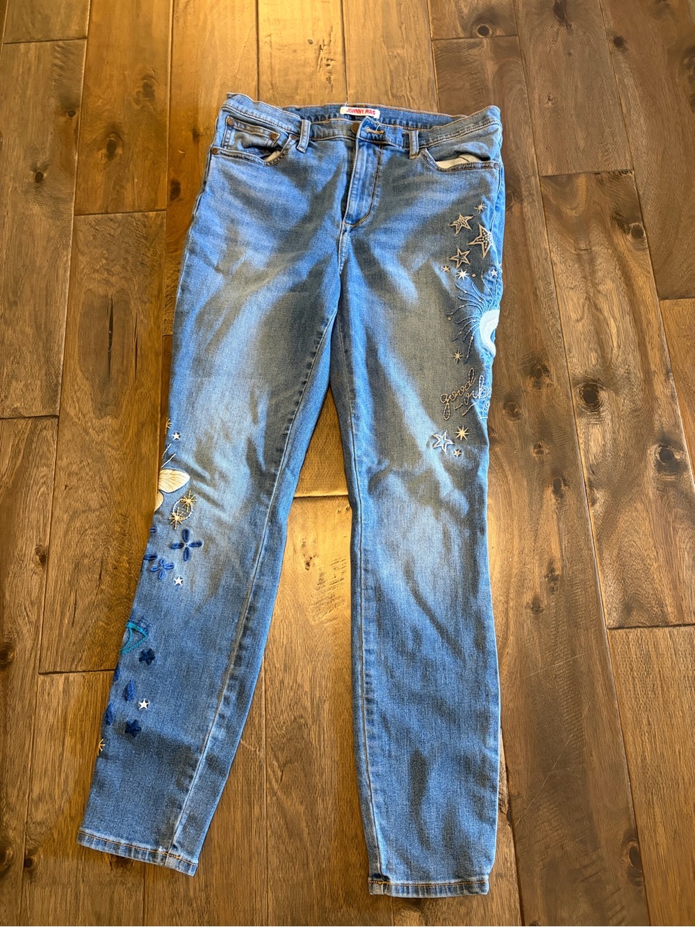 Johnny Was Women’s Blue Embroidered Slim Jeans